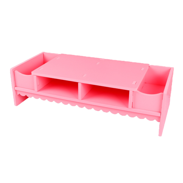 Cute Pink Monitor Stand Desktop Storage Solid Wood Bracket Notebook Desktop Computer Monitor Increase Rack Office Supplies: pink