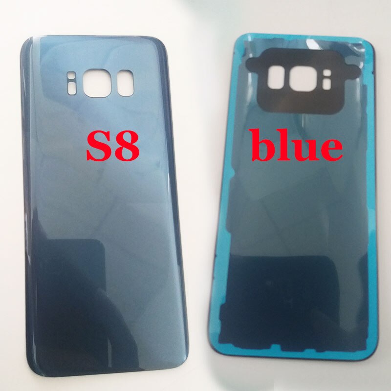 For SAMSUNG Galaxy S8 S8 Plus G950 G950F G950 G955F Back Glass Battery Cover Rear Door Housing Case Adhesive Camera Glass: S8 Blue