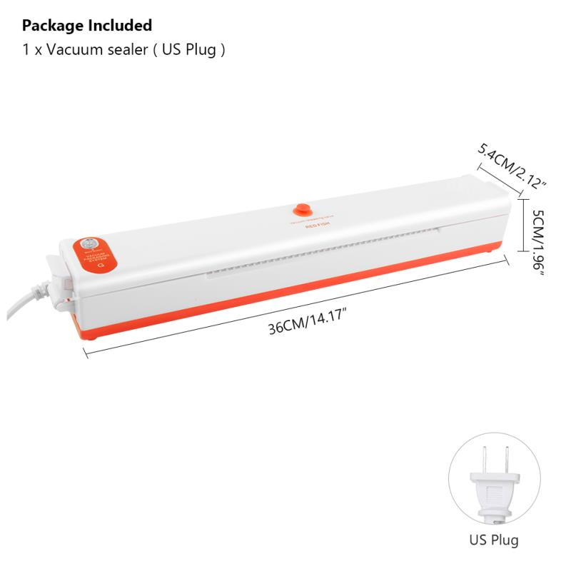 Food Vacuum Sealer Machine Home Food Sealing System Meal Fresh Saver Packing Household For Food Storage 220V Bags: Orange US Plug