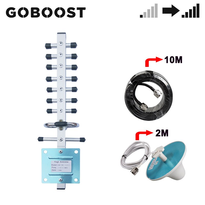 GOBOOST Accessory Kit For Cell Phone Signal Booster With Outdoor Yagi Antenna 10M Cable and 360 Indoor Ceiling Antenna