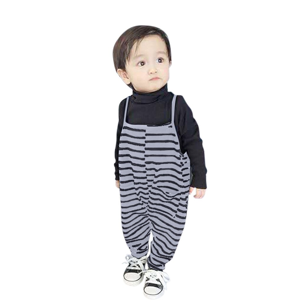 Peuter Baby Jongens Meisjes Broek Streep Jarretel Jumpsuit Uitloper Kind Meisje Kleding Zachte Warme Zakken Broek Voor Meisjes