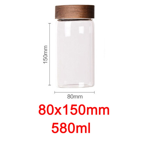 Køkken krukker slik glas krukke med låg sukker skål opbevaring krukker til krydderier glas beholdere til mad kaffe / te / konditor glas: 80 x 150mm 580ml