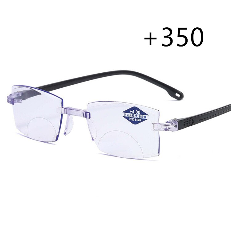 Ultralight Randloze Leesbril Anti Blauw Licht Straling Computer Presbyopie Lezers Spectacleso Lezer Bril: 350 degree