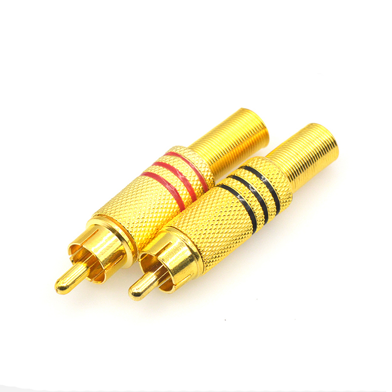 2Stck Gold verrotten Schwarz Metall Frühling RCA Stecker Männlich Jack Stecker AV Stecker Für PC Audio- Vedio Schweißen DIY teile: 1x rot 1 x Schwarz