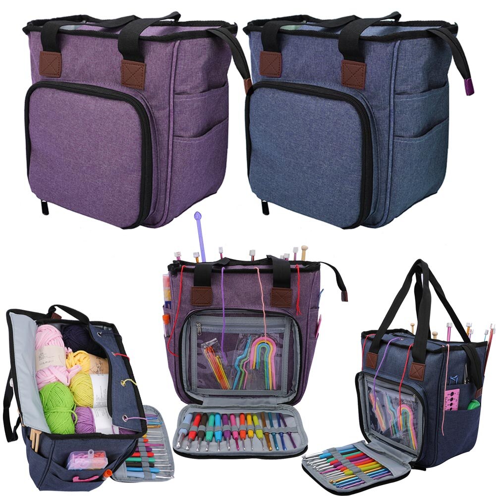 Portable Knitting Bag Wool Yarn Crochet Hooks Storage Bags Sewing Needles Organizer Sewing Knitting Storage Bag Pouch