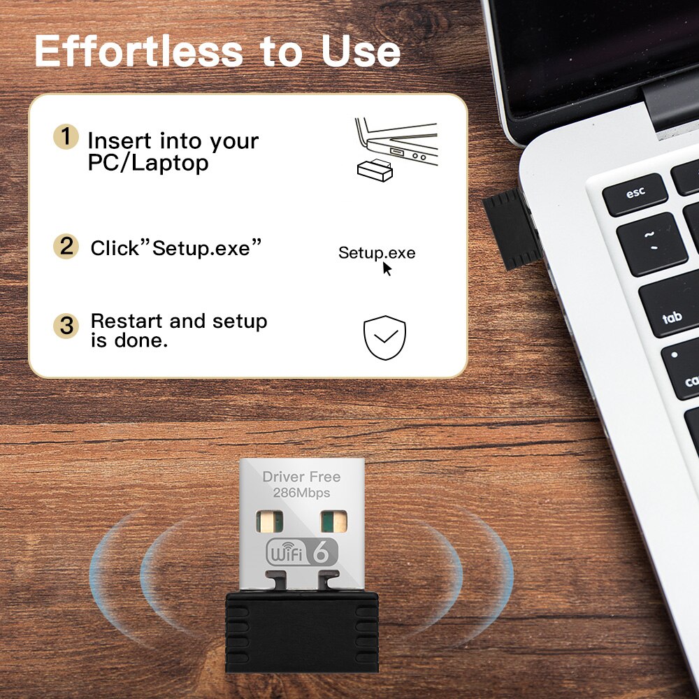 Wifi 6 Adapter ax286 netzwerk karte Mini usb dongle 2,4 ghz 802,11 ax Signal empfang für pc Laptop Fenster 7 10 11 treiber frei