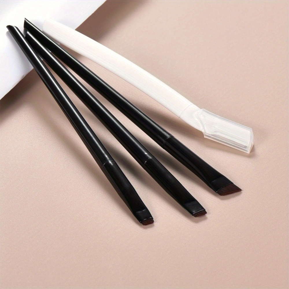 Ultra-Thin Eyebrow Brush Set -3Pcs Angled Precision Eyeliner MakeupBrushes, Synthetic Bristles Slanted Eyeshadow Eye Brow Tintin