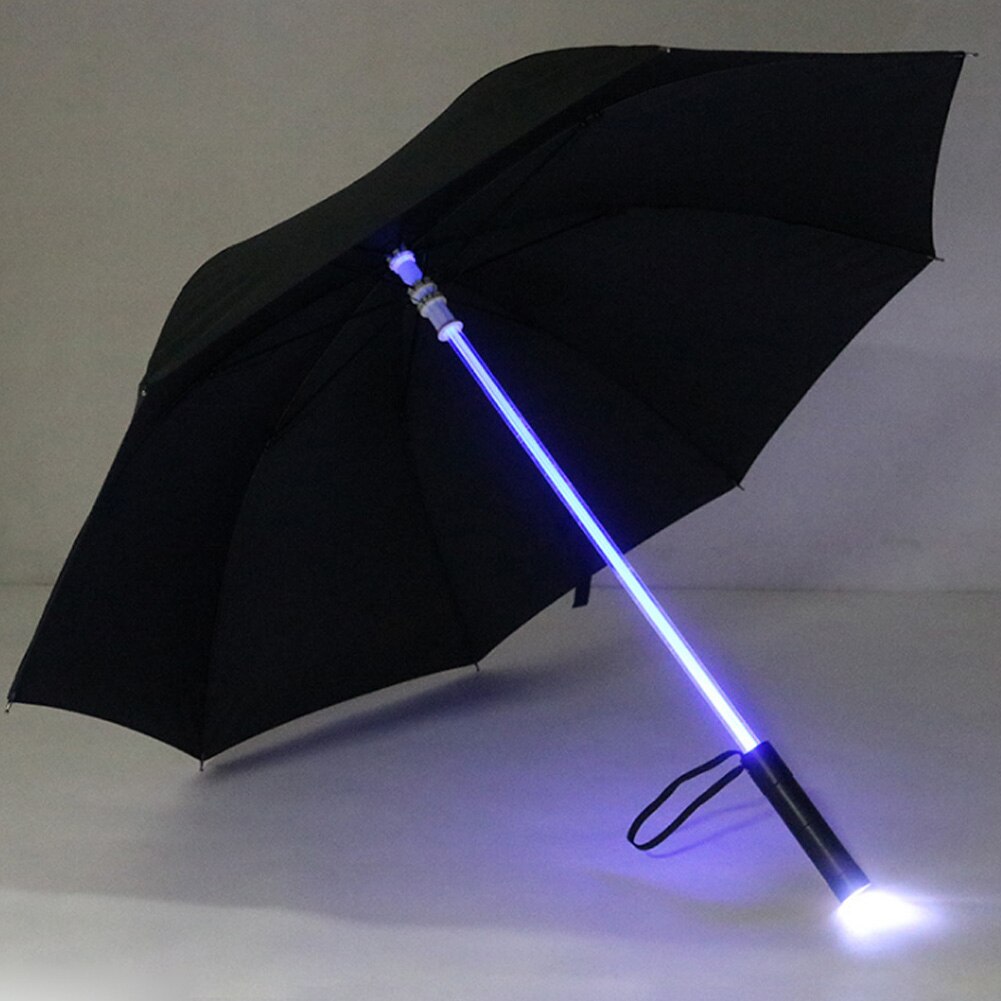 Kunststoff verrotten Wandern Regen transparent LED Regenschirm Männer Frauen blinken Auf Nacht Licht Halfter Rolle Wasserdicht Winddicht Regenschirme: Schwarz