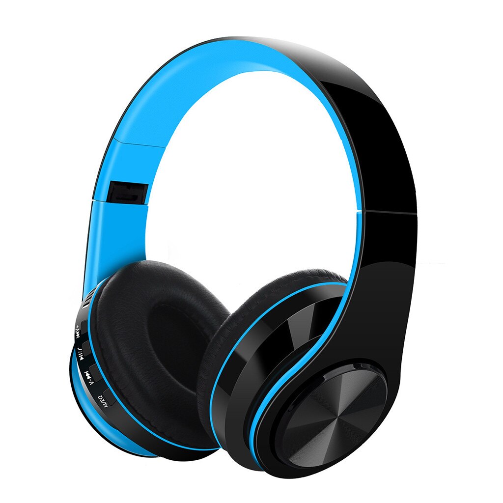 Sport Earphones for Video call gamer hi fi wireless headphones for Common Headphone Microphone headset Foldable For phone laptop: Blue