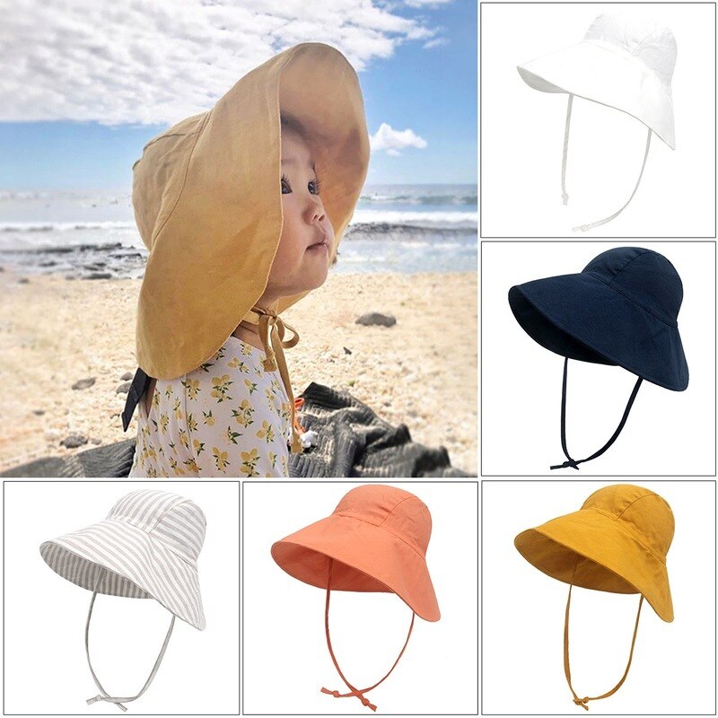 2022 New Children&#39;s Sun Hat Baby Girls and Boys Outdoor Big Brim Bucket Hats Breathable Quick-drying Uv Sun Protection Hat Kids