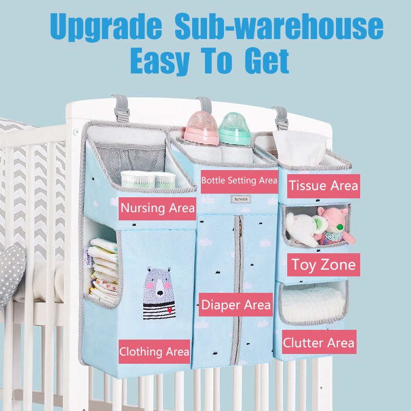 Baby Storage Box Baby Crib Hanging Bag Baby Out Diaper Storage Bag Bedside Hanging Basket Shelf Waterproof Diaper Bag