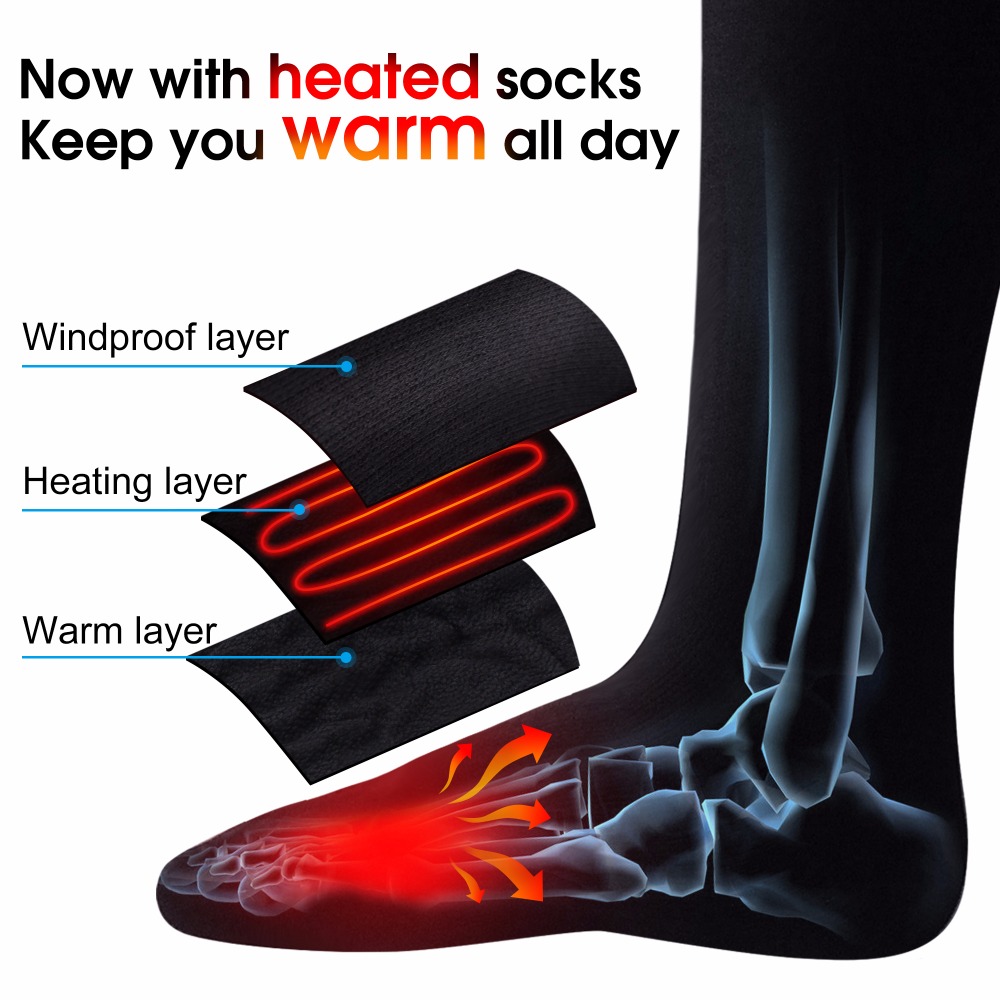 3.7V Electric Sock Sport Heated Lithium Battery Black Cold Winter For Man And Woman
