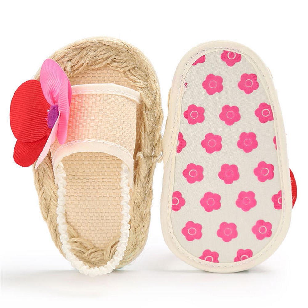Kleinkind unisex Baby Mädchen Junge Stock Sandalen Kleinkind Weiche Anti-Unterhose baumwolle Sohle Nette Blume Drucken Sommer Krippe Erste Gehhilfe Schuhe