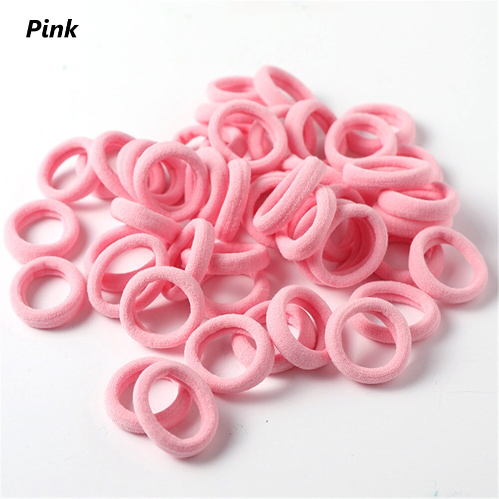 50pcs No-damage Hair Ropes Mini Elastic Rubber Hair Bands for Women Seamless Hair Ties Ponytail Holders Hair Accessories: Pink