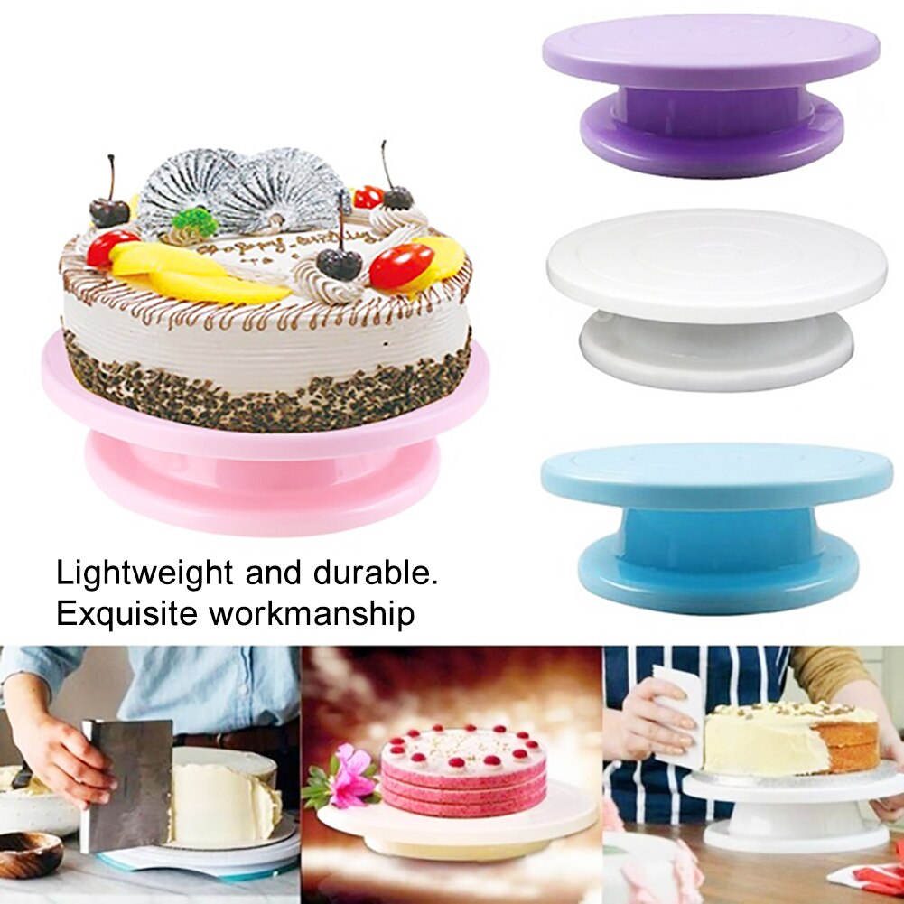 Birthday Cake Turntable Rotating Plastic Anti-skid Cake Decor Turntable Cake Rotary Table Round Cake Stand Kitchen Baking Tools