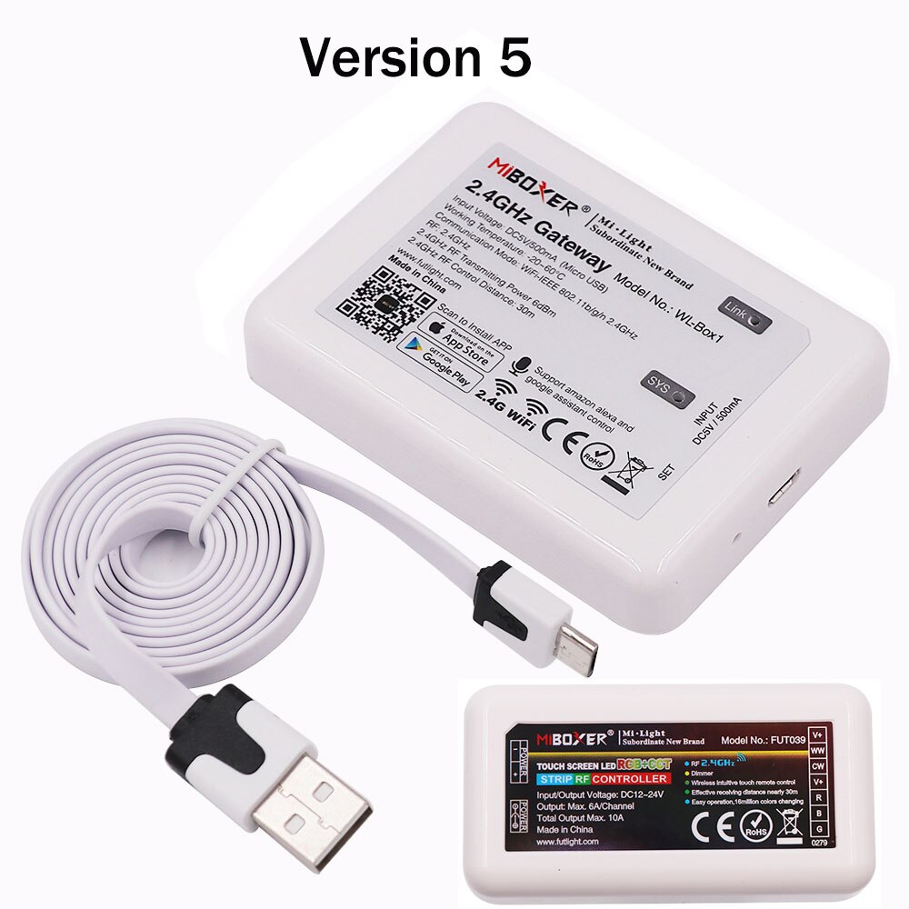 Mi lumière WiFi boîte RGBCCT contrôleur 2.4GHz passerelle MIBOXER WL-Box1 4 zones RF télécommande couleur température LED gradateur: Version 5