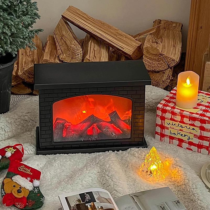 Lámpara para hogar con efecto llama, luces LED con control táctil, luz para chimeneas eléctricas, simulación USB y con pilas