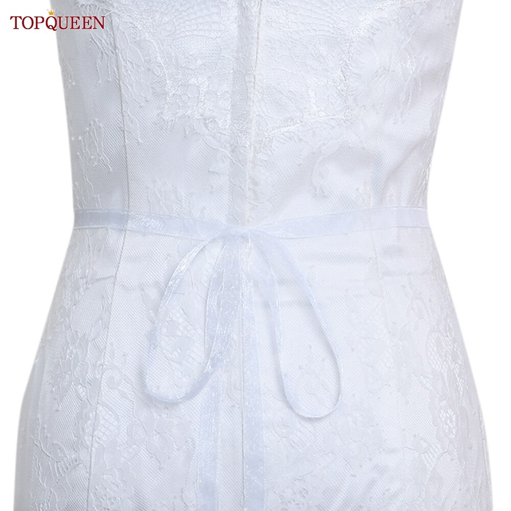 TOPQUEEN-Cinturón de lujo para novia, faja con apliques de diamantes de imitación para vestido de boda, cinturones de joyería, cinturón de Vestido plateado brillante, S437-S: white organza