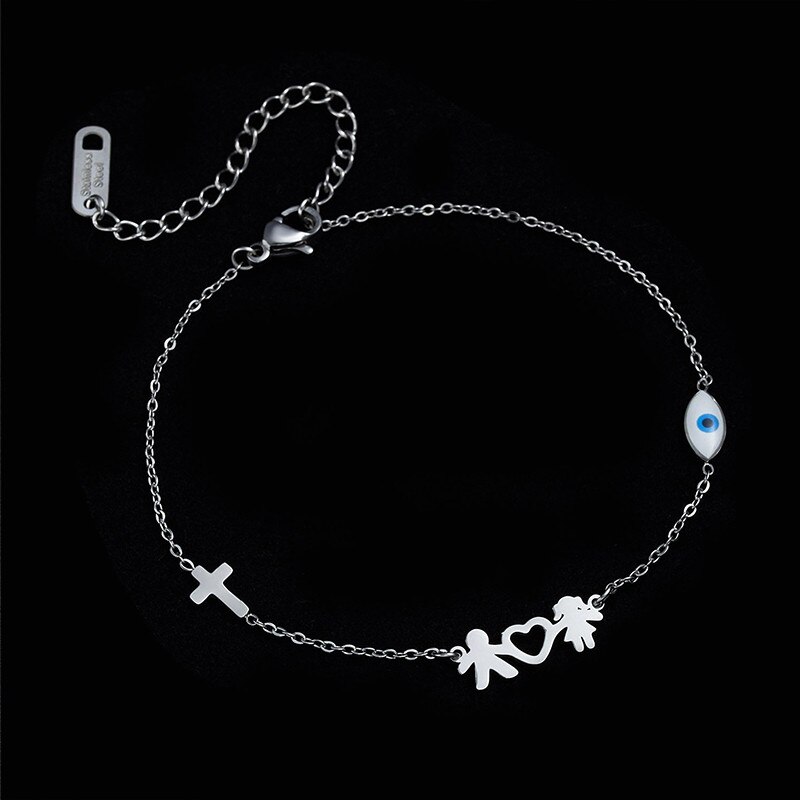 1 PC acier inoxydable Bracelets garçon & fille amant Parents couleur argent coeur blanc estampage étiquettes famille bijoux 18cm de long: 1