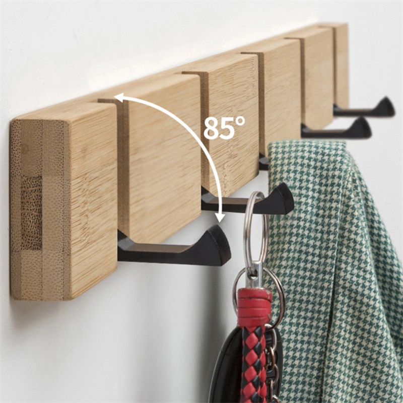 Porte-manteau pliable en bambou, crochet de chapeau, cintre mural pour porte de chambre à coucher, crochet d&#39;angle, salle de cuisine, toilettes
