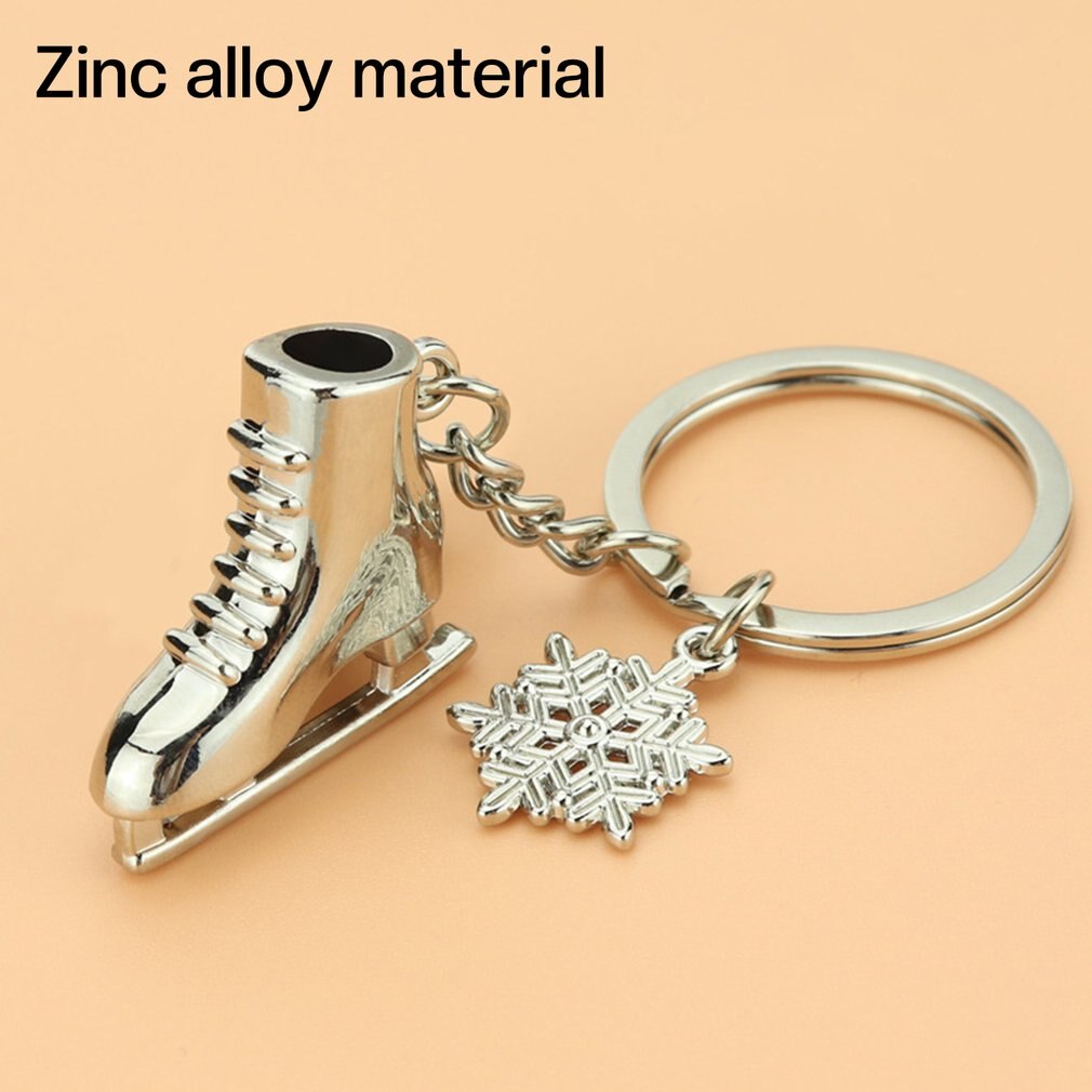 1pc Silber Farbe Schlittschuhe Schneeflocke Anhänger Schlüssel Ring skaten Skifahren Schlüssel Kette Keychain Schmuck Für Winter Souveniors