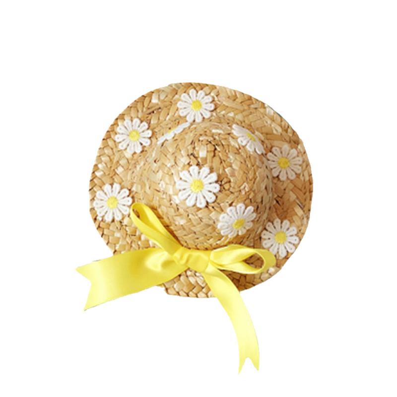Pet Floral Straw Hats Dog Spring Summer Sunhat Cute Handcrafted Woven Straw Hats Cat Dog Caps Cosplay Custome