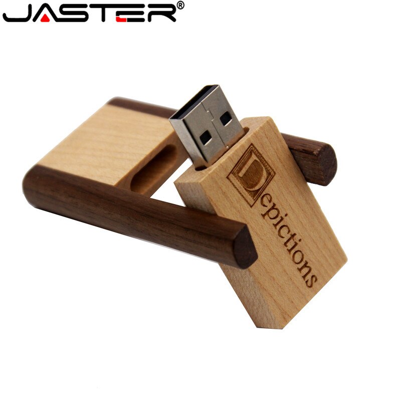 JASTER Rotating wooden usb flash drive pendrive 2GB 4GB 8GB 16gb 32gb memory stick usb, over 1 pcs free LOG