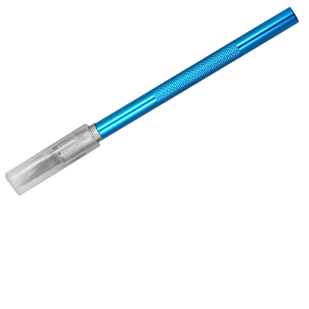 Juego de cuchillos de acero para manualidades, cortador de papel, pluma, bisturí, cuchillas de grabado para manualidades, dibujo, herramientas de mano de reparación, suministro de arte, 1 Juego: 1pc blue