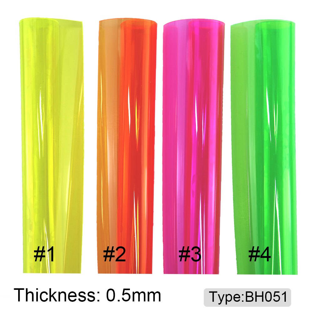 30x120CM 0,5mm neón rojo amarillo verde transparente tela de vinilo de PVC tela de vidrio suave impermeable para bolso arco DIY BH051