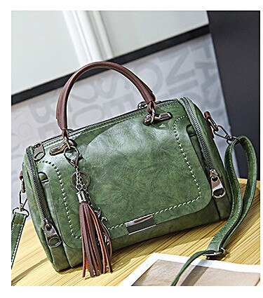 ETONTECK Mode Vrouw Bag Schoudertas voor Dames Retro PU Lederen Handtas Vrouwelijke Kwastje Rits Crossbody Tassen: Groen