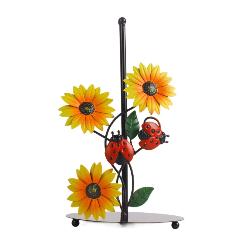 Countertop Paper Towel Holder Kitchen Roll Paper Stand Flowers Christmas Iron Napkin Stand Vertical Tissue Holder: Orange
