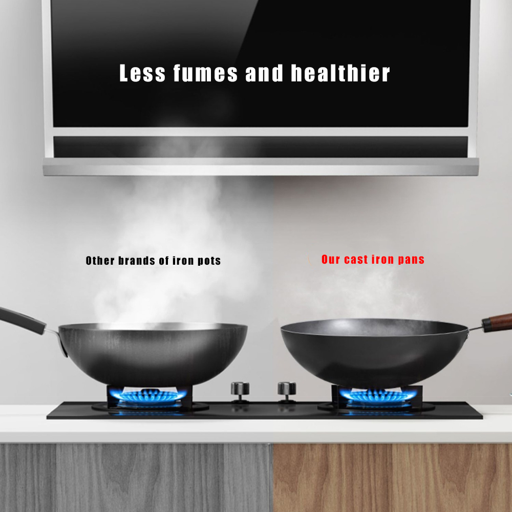 30/32cm dype wok-stekepanner nonstick kinesisk håndlaget jernpanne rundbunnet hjemme ubelagt kokegryte gasskomfyr kjøkkenutstyr
