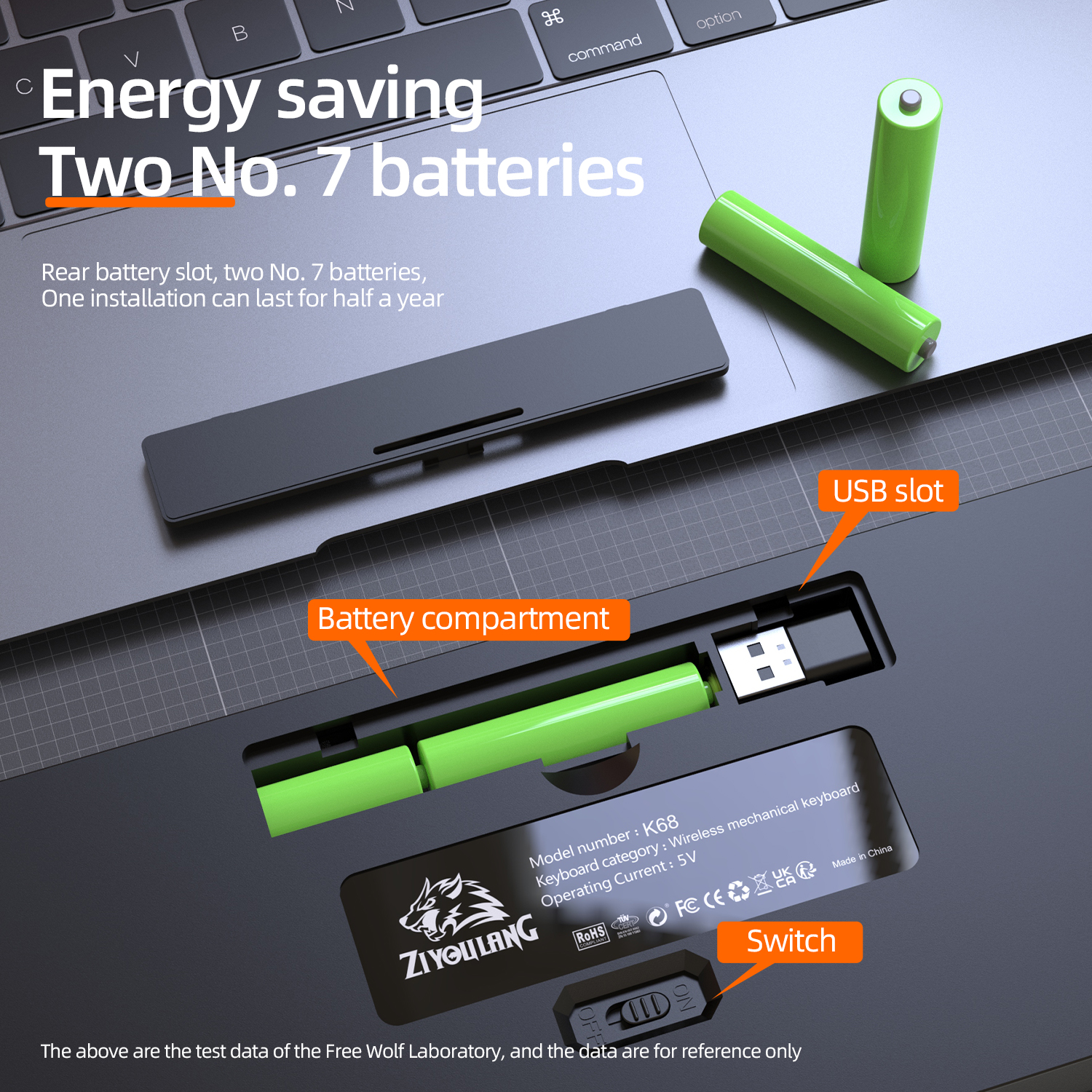 60% Draadloos Mechanisch Toetsenbord Bluetooth Dual Mode -Swap Ziyoulang K68 Mini Toetsenbord 68-Key Rode Schakelaar voor PC/IPhone iPad