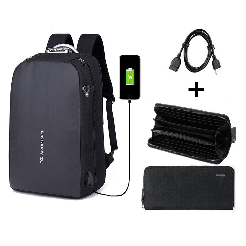 Mannen Laptop rugzak USB opladen anti-diefstal wachtwoord lock schooltas Tiener vrouwen waterdichte rugzak mochila hombre: Set 6