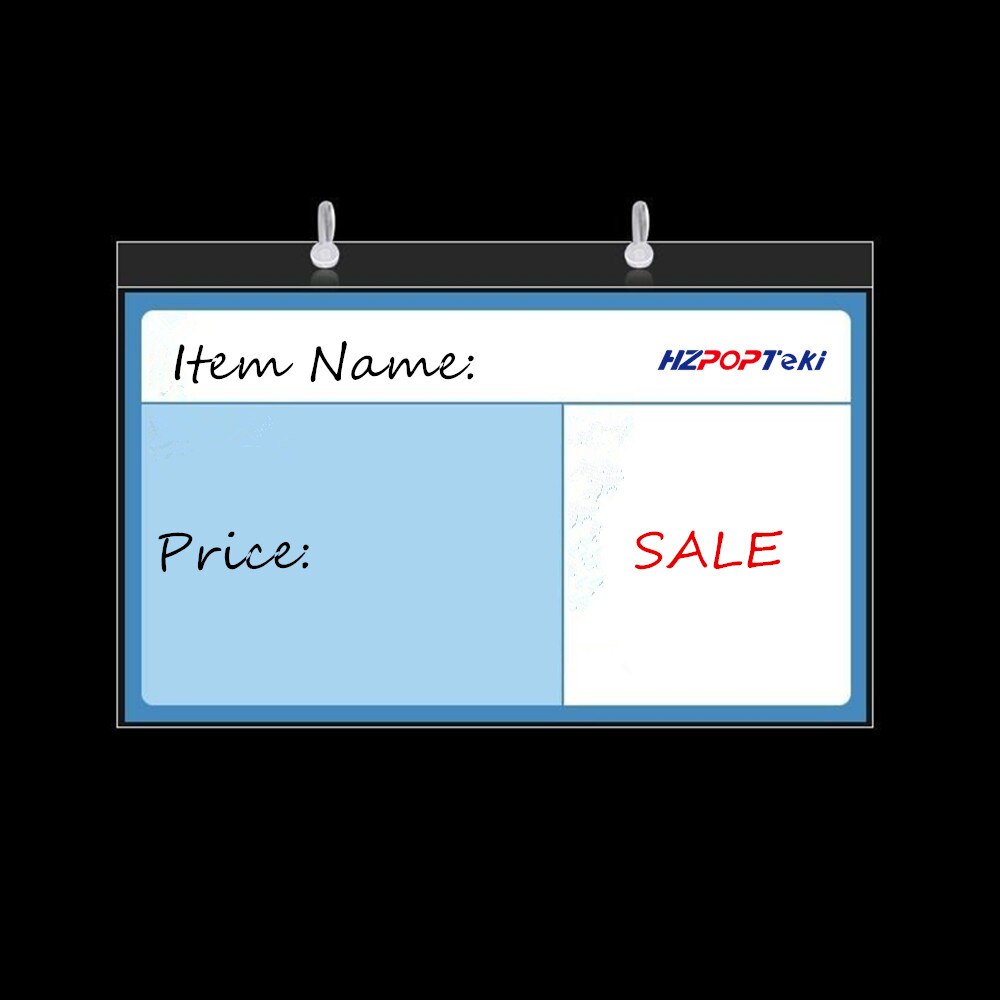 Plastic PVC Price Label Card Envelope Sleeve Cover A4 A5 A6 Clear Hanging Hook Retail Poster 20sets