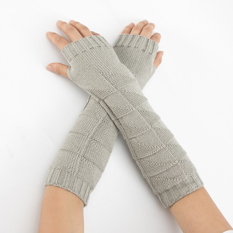 Retro kvinnlig kausal damhandskar twist fingerlösa handskar vinter armvärmare lång stickad vante för dam damhandskar