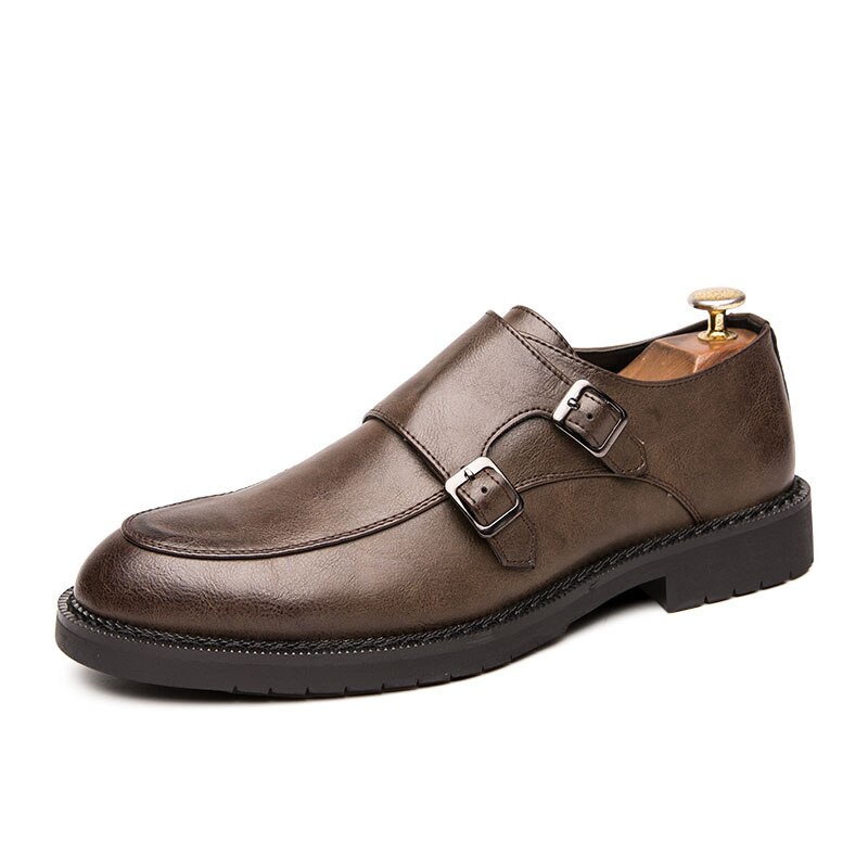 Merkmak hommes chaussures habillées Style richelieu fête en cuir chaussures formelles chaussures de mariage chaussures plates pour homme en cuir Oxfords sans lacet mocassins: Marron / 6.5
