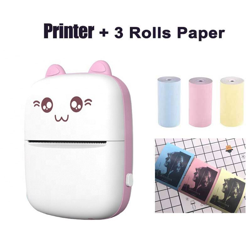 mini Kot C9 bezprzewodowy kieszonkowy rozmiar Bluetooth przenośny termiczny papier fotograficzny drukarka robić 58mm etykieta druku notatka android telefon z IOS: różowy 3 kolor