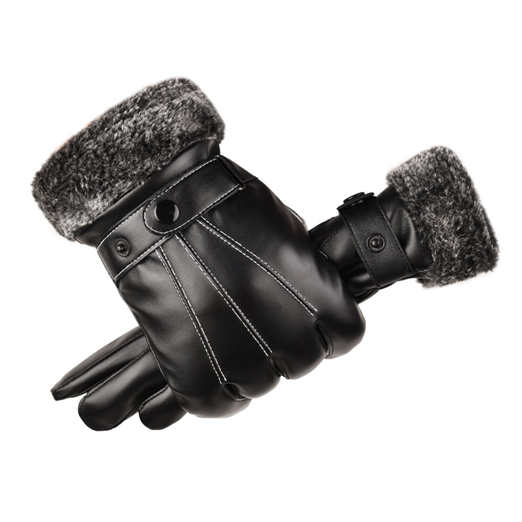 Luxury Men Leather Gloves For Men Winter Warm Motorcycle Ski Snow Snowboard Gloves Gross mouth Driving Gloves Men Gloves