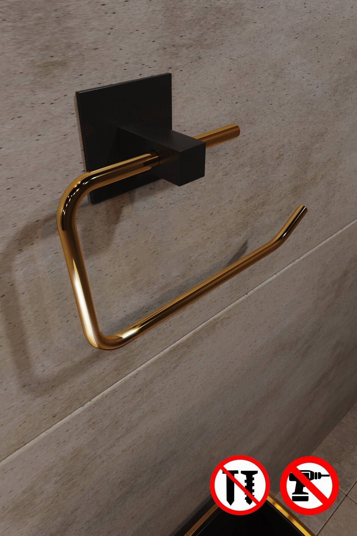 Gold Stainless Steel Wc Sheet Toilet Roll Holder Toilet Paper Rack Adhesive