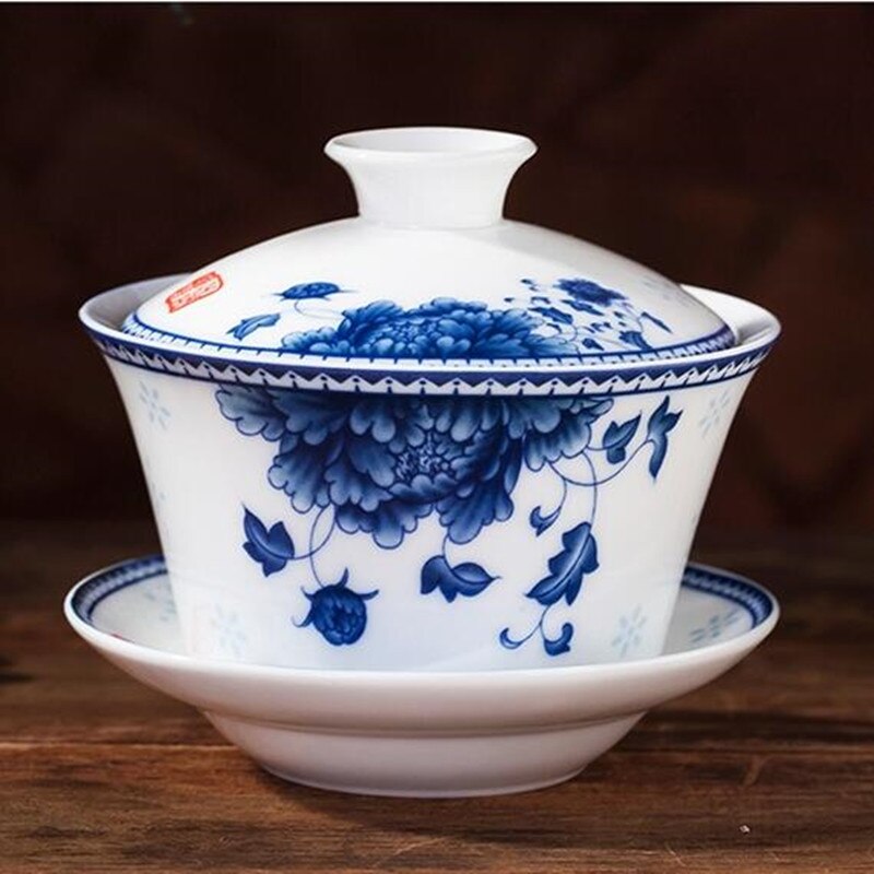 240ml céramique porcelaine Gaiwan de bonne augure longévité bol à thé avec couvercle soucoupe Kit pour de mariage bureau théière bouilloire