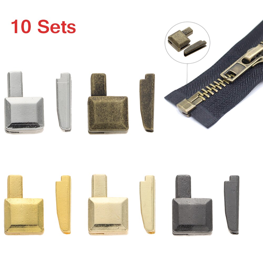 10Sets Metal Repair Zipper Stopper Open End DIY Sewing Zipper Buckles Homemade Clothes Making Accessories 3#5#8#10#