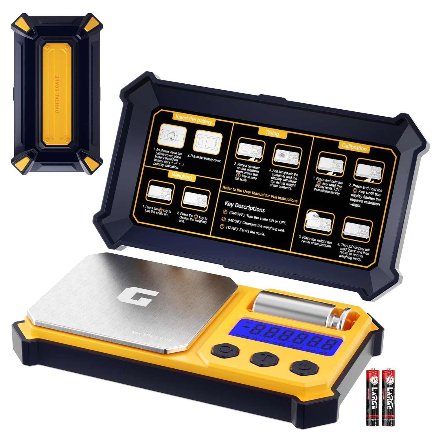 300g x 0.01g precision electronic scale with 50g calibration weight, backlit LCD display, stainless steel weighing platform: Default Title
