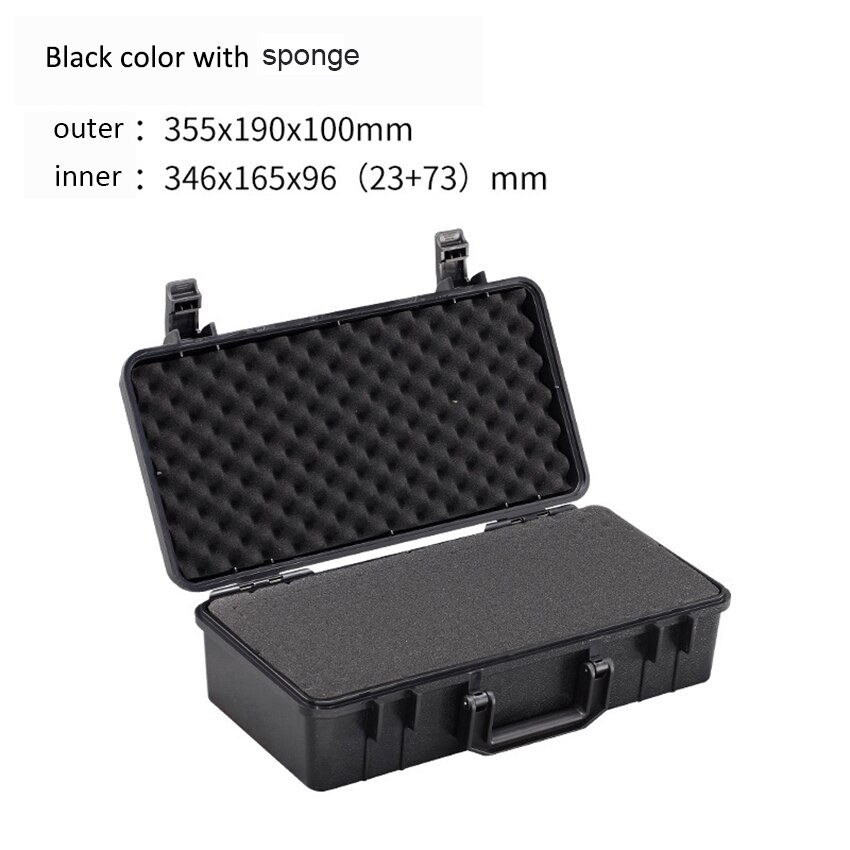 Waterproof Safety Case Abs Plastic Storage Toolbox Outdoor Sealed Safety Tool Box Equipment Instrument Tool Case Shockproof: black with sponge