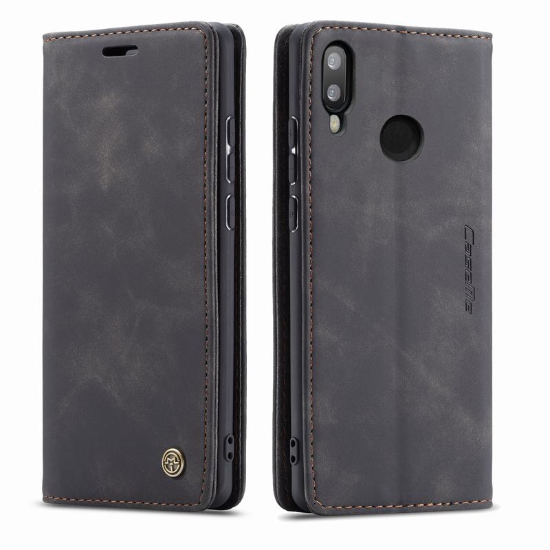 Para Huawei P Smart funda Honor 10 Lite imán de lujo Flip Retro Cartera de cuero bolsas de teléfono para Huawei Psmart Coque: For P Smart 2018 / Black