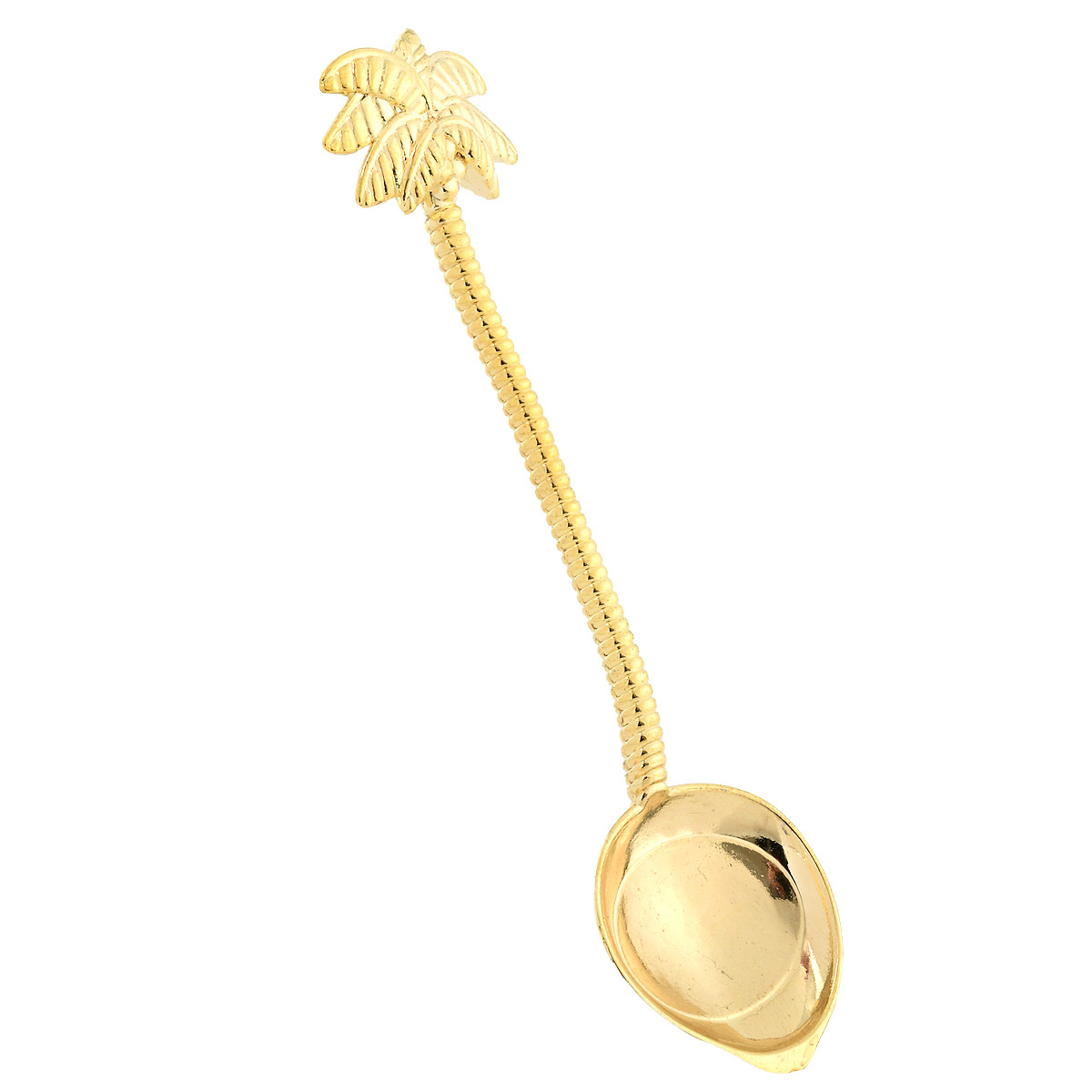 2 st 10cm guld zinklegering tesked kaffe sked tropisk stil kokosnöt träd omrörning tillbehör sked ca 10.5cm i längd: Default Title