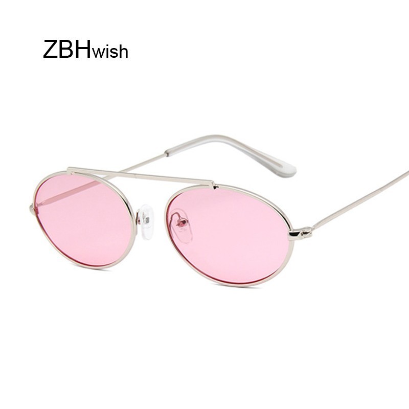 Gafas de sol ovaladas pequeñas Vintage para mujer, gafas de sol transparentes con montura metálica de , gafas de sol para mujer, gafas de sol Rosa UV400