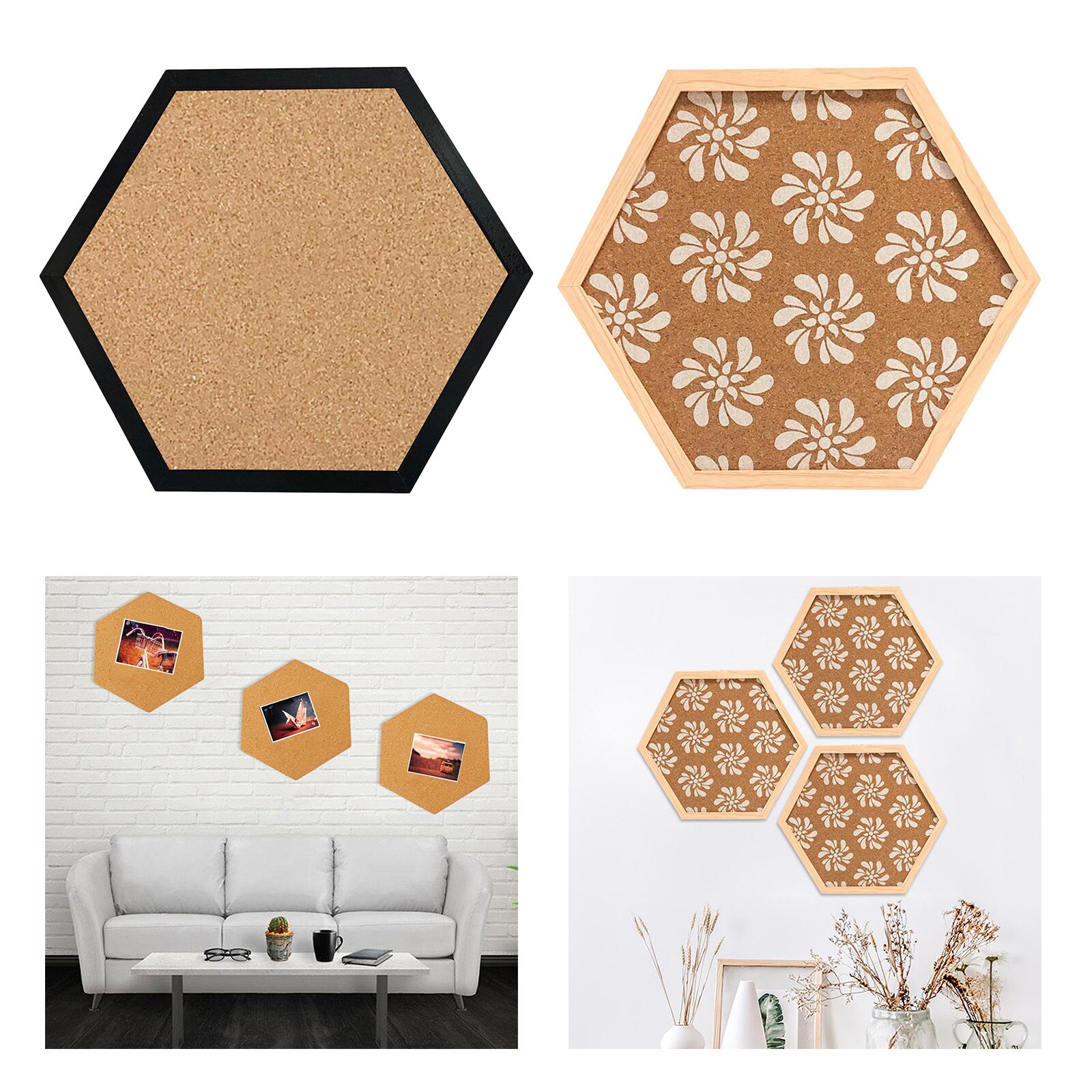 Cork Bulletin Boards - Hexagonal Decorative Tiles - Perfect Pinning Reminders in Your Kitchen, Office School Classroom Home Room