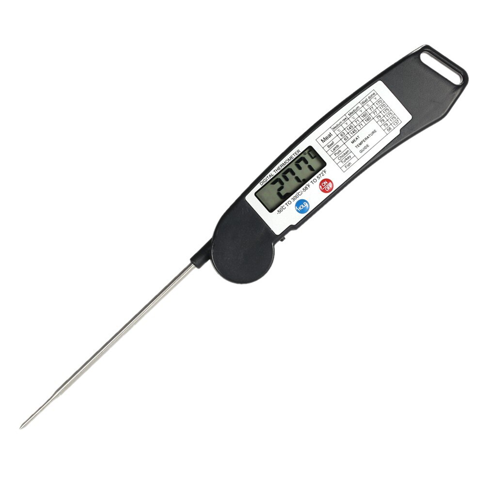 Bbq termometer verktøy folding magnetisk digitalt kjøkken bbq matte kjøtt termometer grille kokeverktøy kjøkken verktøy tilbehør: Svart