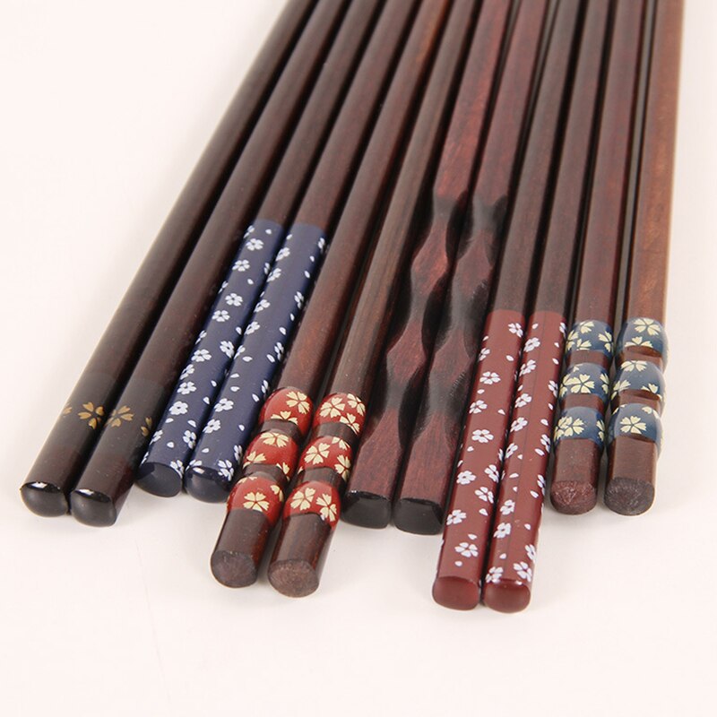 Japanese Style Natural Wooden Chopsticks Folwer Chopsticksc Kitchen Tableware 22.5cm